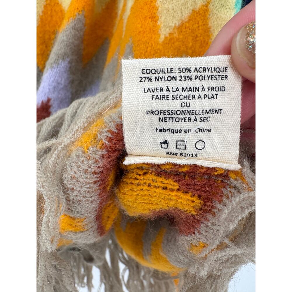 PLENTY by TRACY REESE Sweater Size M Chevron Multicolor Turtleneck Fringe - Picture 5 of 6